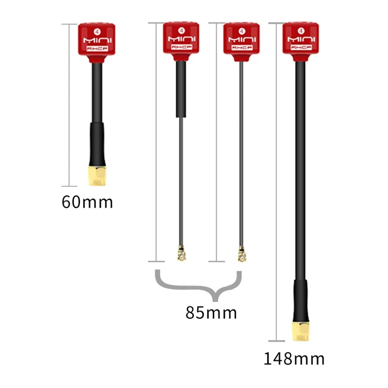 5.8G 4 RHCP Lollipop FPV Antenna – High Gain 2.8dBi SMA/RP-SMA/MMCX/UFL for Racing Drones
