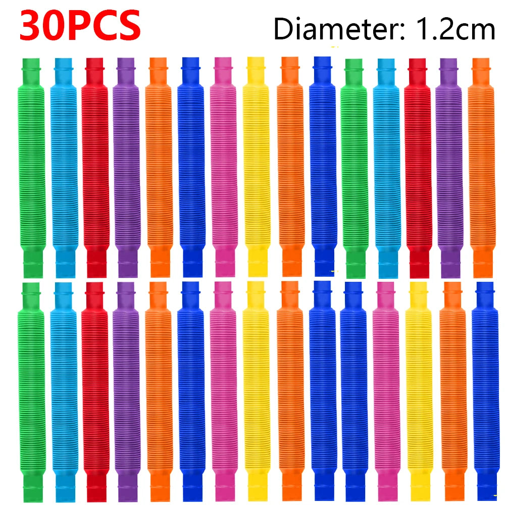 Colorful Telescopic Pop Tubes Fidget Toy Set (10–30PCS) – Sensory Stress Relief Toys for Adults & Kids