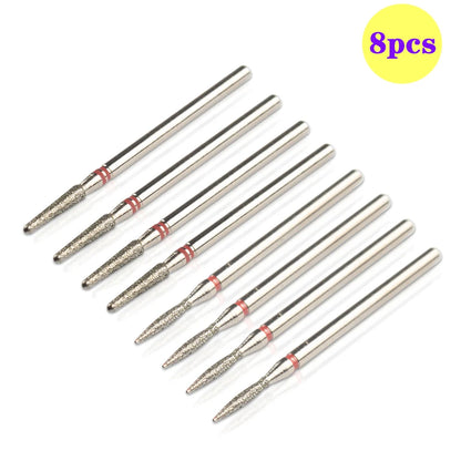 8pcs Diamond Nail Drill Bit Set - Rotary Electric Milling Cutters for Pedicure, Manicure, Cuticle Burr & Nail Tools Accessories