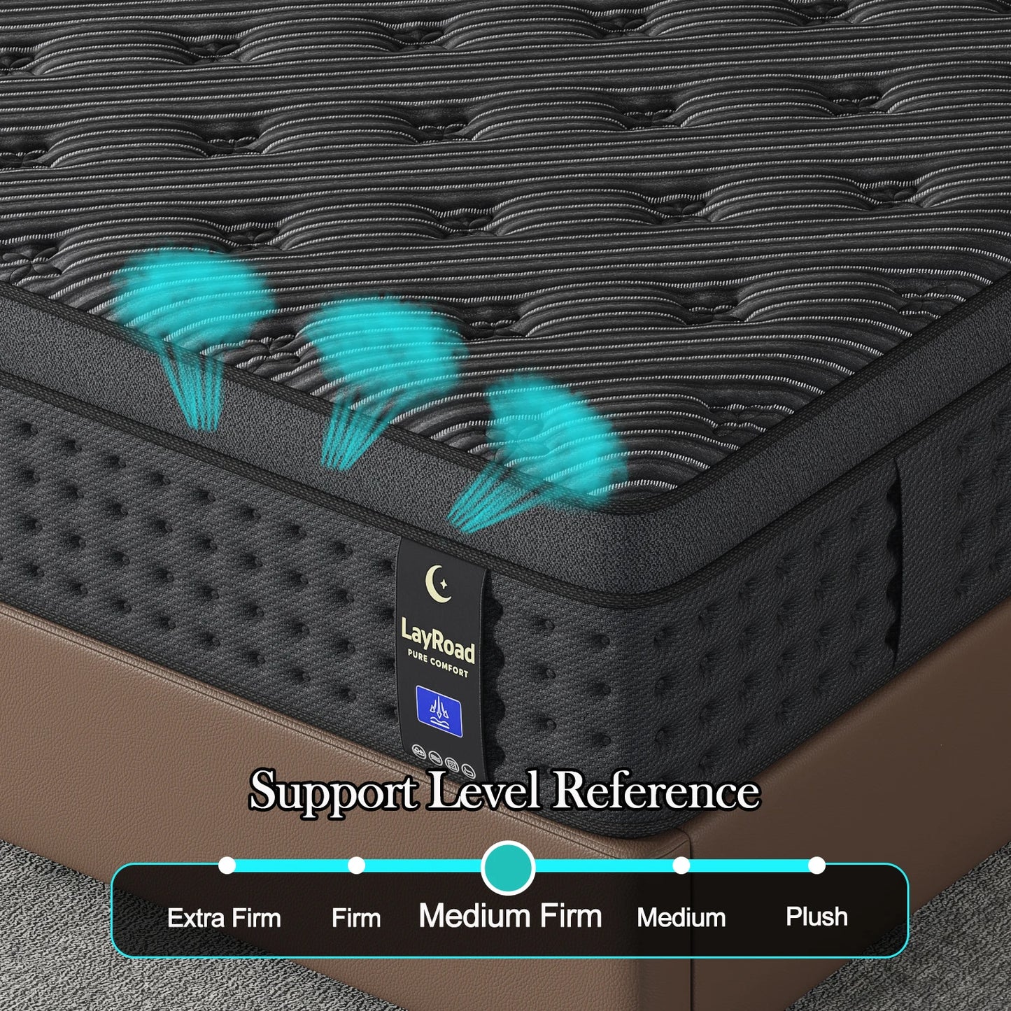LayRoad Memory Foam Spring Mattress - Medium Firm Pressure Relief Mattress in a Box for Single, Double, Queen & King Beds
