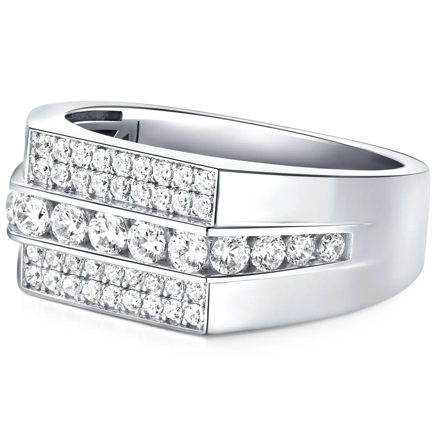 Newshe Full Moissanite Wedding Band for Men – 925 Sterling Silver Pave Engagement & Eternity Promise Ring