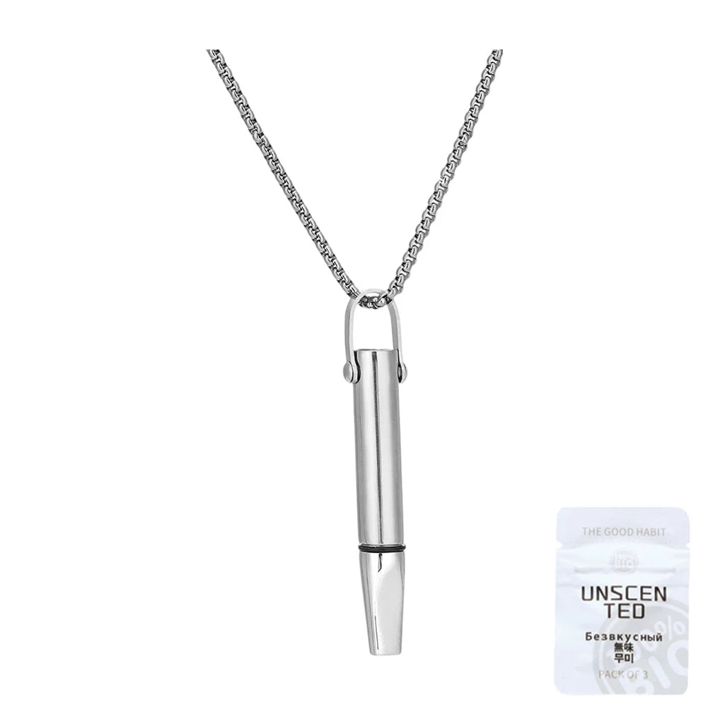 Quit Smoking Meditation Pendant Necklace – Titanium Steel Unisex Anti-Smoking Necklace with Filter Cotton