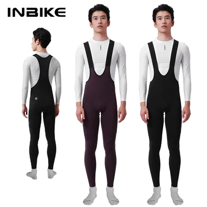 INBIKE Winter Cycling Bib Pants – Thermal Fleece 3D Padded MTB Bib Tights for Men, Cold Weather Cycling Clothing