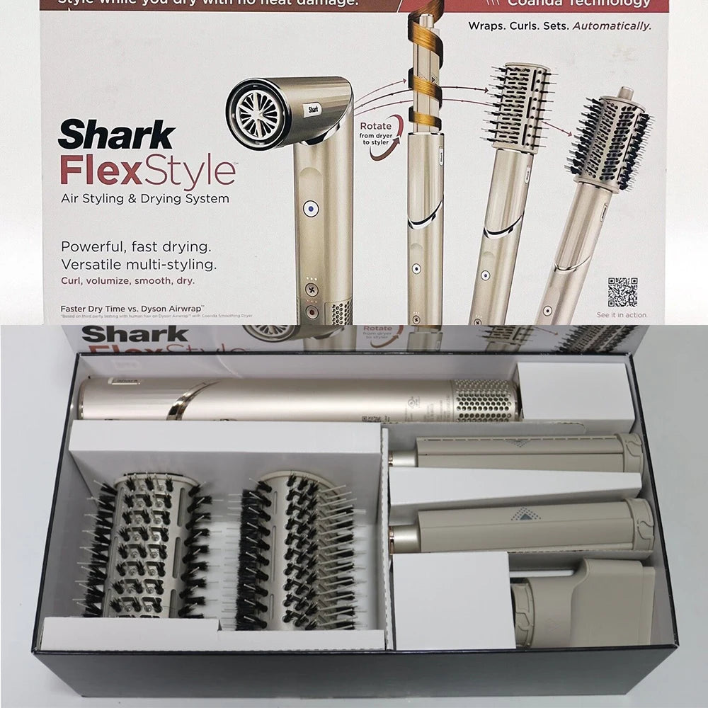 Shark HD430 FlexStyle Hair Dryer & Airwrap – Negative Ion Blow Dryer Brush, Multi-Styler with Auto-Wrap Curlers