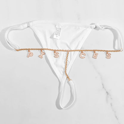 Custom Name Letter Women’s Thong Panties – Sexy Low Waist Adjustable Comfort Lingerie Underwear