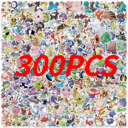 Pokemon Pikachu Kawaii Stickers – Waterproof Cartoon Decals for Laptops, Cars, Skateboards, Phones & Luggage (100/200/300 Pcs)