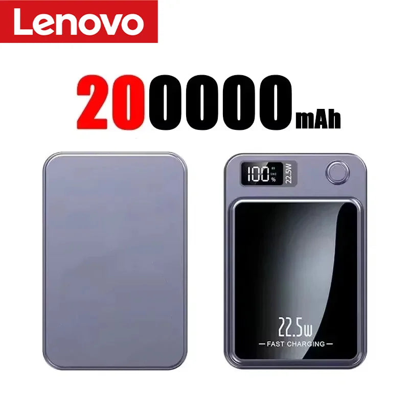 Lenovo 500000mAh Magnetic Power Bank - 22.5W Fast Charging Portable Battery Pack for iPhone & Samsung