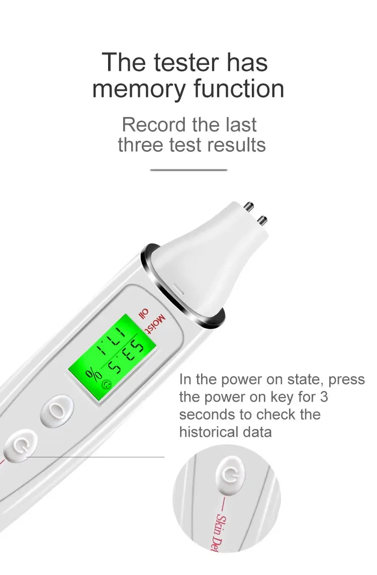 LCD Digital Skin Analyzer with Bio-Technology Sensor - Precise Oil & Moisture Tester for Skin Care Spa Monitoring