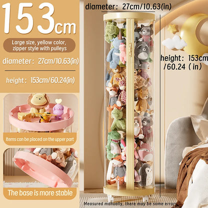 Transparent Doll & Plush Toy Storage Box — DIY Zipper Organizer Tube for Kids’ Toys, Christmas Gift, and Home Use