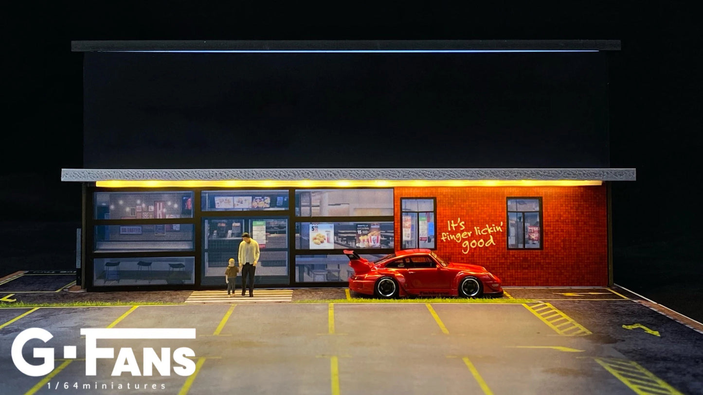 GFans 1:64 Scale Diorama Car Garage Model – LED Lighted Parking Lot DIY City Set for Collection & Display Gifts