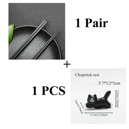 Reusable Black Alloy Chinese Chopsticks – Food Grade, Safe Bamboo, High-Temperature Sterilizable Sushi Sticks