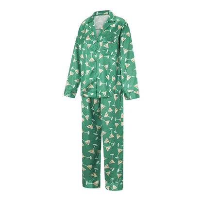 Imcute Women’s Christmas Satin Pajama Set – Long Sleeve Button-Down Top & Loose Lounge Pants Nightwear