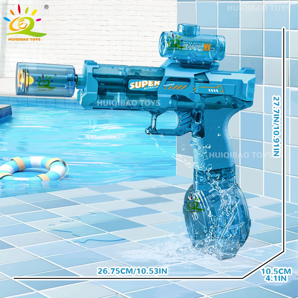 HUIQIBAO Electric Pulse Water Gun with LED Flame Effect – Automatic Sensor Water Pistol Outdoor Beach & Summer Battle Toy for Kids & Adults