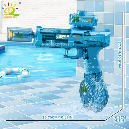 HUIQIBAO Electric Pulse Water Gun with LED Flame Effect – Automatic Sensor Water Pistol Outdoor Beach & Summer Battle Toy for Kids & Adults