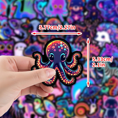 50-Piece Cute Animal Sticker Set - DIY Reward Decals for Skateboards, Motorcycles, Suitcases, Phones and Laptops