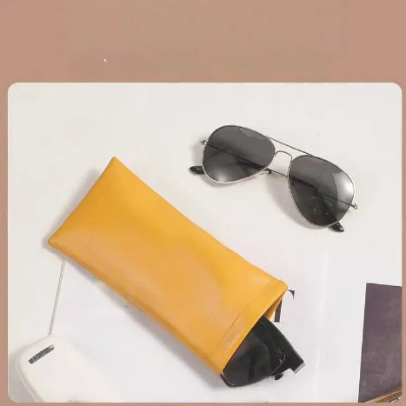 2Pcs PU Leather Automatic Sunglasses Case – Waterproof Hard Protective Glasses Storage Bag for Eyewear Travel Protection