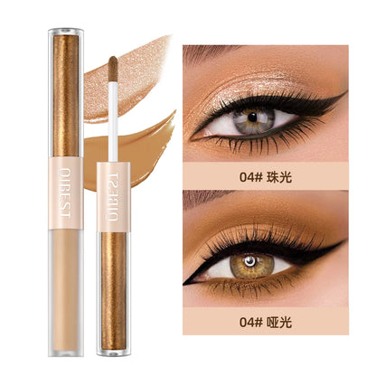 QIBEST Double-Head Glitter Liquid Eyeshadow – Contour Blush, Shimmer & Matte Pigment for Natural Cheek & Eye Makeup