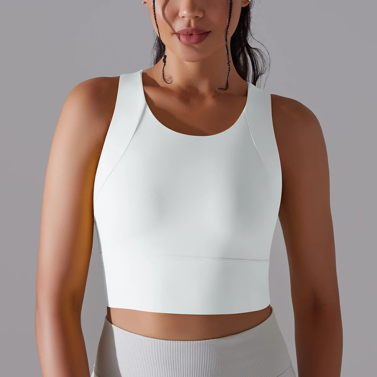 Women's Nylon Sports Bra – Elastic Yoga Crop Top, Stretch Gym Fitness Bra for Training & Activewear