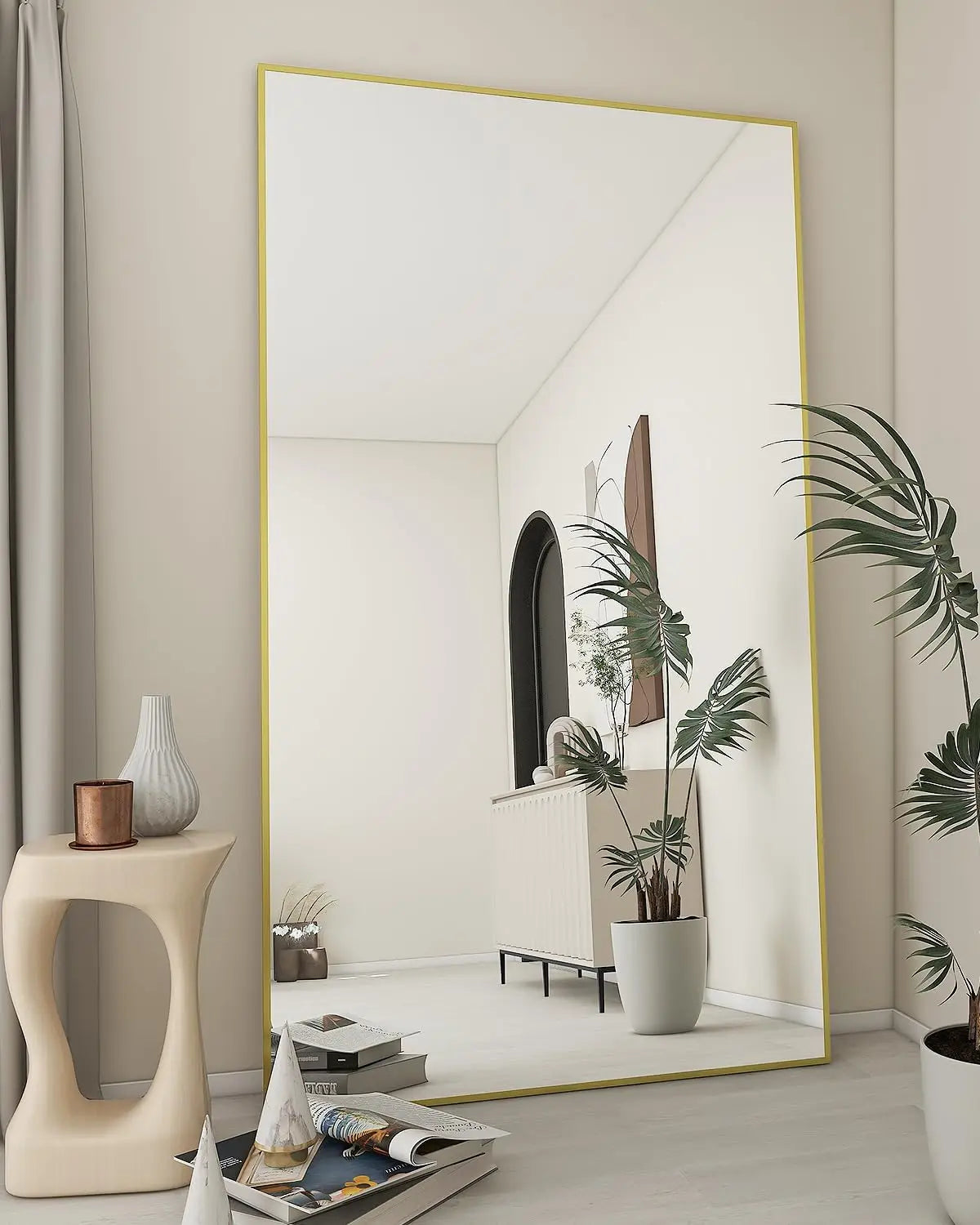 Large Full Length Mirror 34"x76" – Floor Body Mirror with Stand, Metal Frame for Wall-Mounted, Hanging or Leaning Vanity Use