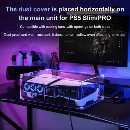 STARTRC Transparent Dust Cover for PS5 Pro & Slim – Acrylic Dust-Proof Cooling Fan Bracket Side-Open Protective Console Cover