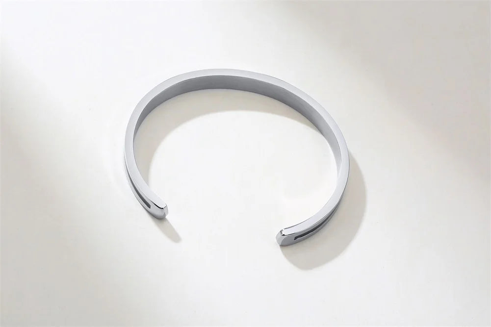 Men's Enamel Bangle - Viking Logo Cuff Bracelet, Stainless Steel Minimalist Bangle for Gentlemen