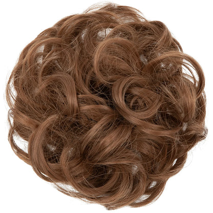 Synthetic Messy Hairpiece Chignon Scrunchie – Blonde & Brown Donut Bun for Women, Elastic Daily Use Hair Extension H9