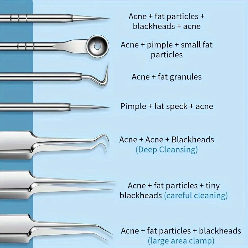 1/3/8PCS Stainless Steel Blackhead Removal Tool Set – Facial Tweezers, Acne Needles & Beauty Blackhead Removers