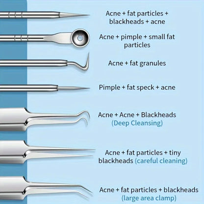 1/3/8PCS Stainless Steel Blackhead Removal Tool Set – Facial Tweezers, Acne Needles & Beauty Blackhead Removers