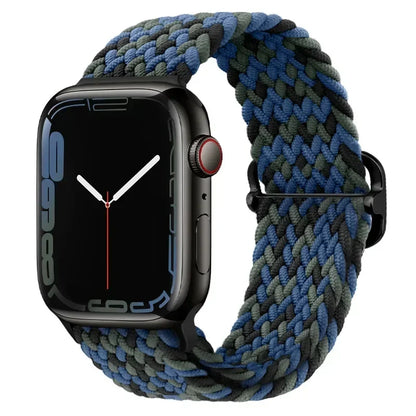 Braided Nylon Apple Watch Band – Adjustable Sport Strap Compatible with Ultra 2, Series 10/9/8/7/6/SE (40–49mm) Wrist Bracelet