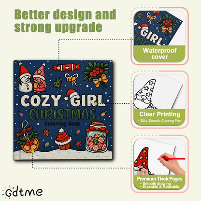 COZY GIRL Christmas Coloring Book – Montessori Educational Drawing & Graffiti Toy for Kids, Perfect Holiday Gift