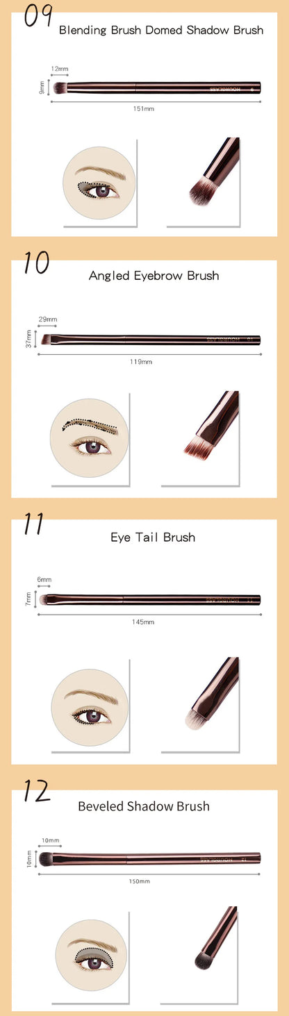 Hourglass Makeup Brushes Set – Powder, Foundation, Concealer, Blusher, Bronzer, Eyeshadow & Eyebrow Sculpting Brushes
