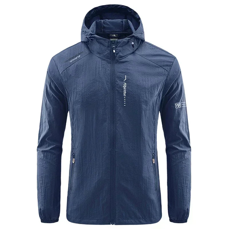 Men’s UPF 50+ UV Protection Jacket - Quick-Dry Lightweight Hooded Windbreaker for Hiking, Fishing and Cycling