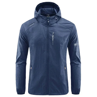Men’s UPF 50+ UV Protection Jacket - Quick-Dry Lightweight Hooded Windbreaker for Hiking, Fishing and Cycling