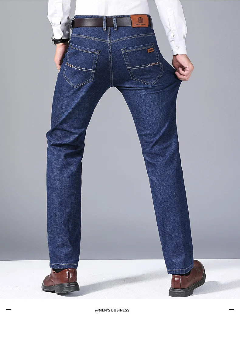 Men’s Classic Black Jeans — Soft Biker Denim Pants Jean Homme Pantalones Hombre Masculino Overalls, Sizes 32-38