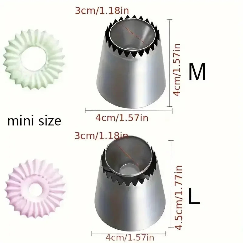 2PCS Large Stainless Steel Icing Nozzles – Cake Decorating Tips for Cakes, Cupcakes & Cookies