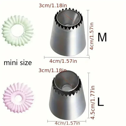 2PCS Large Stainless Steel Icing Nozzles – Cake Decorating Tips for Cakes, Cupcakes & Cookies