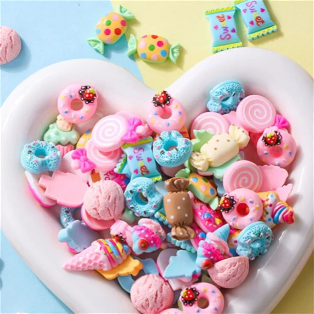 20PCS Kawaii Slime Candy Resin Charms – Cute Flatback Beads for DIY Crafts, Hair Clips, Phone Cases & Scrapbooking