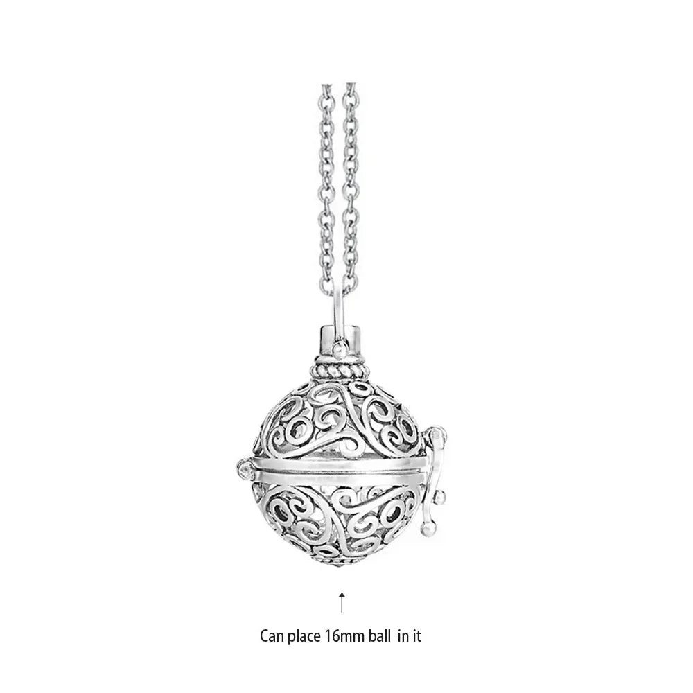Vintage Mexico Angel Ball Chime Necklace – Antique Locket Aromatherapy Essential Oil Diffuser