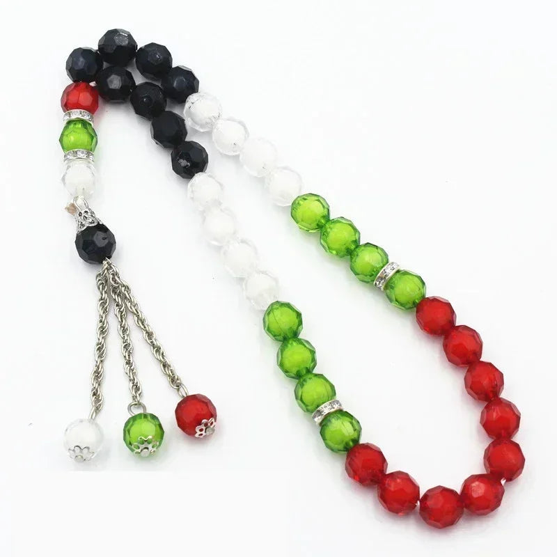 10mm 33pcs Glass Tassel Islamic Rosary Bracelet – Turkish Muslim Tasbih Prayer Beads Jewelry for Women Allah Mohammed Spiritual Gift