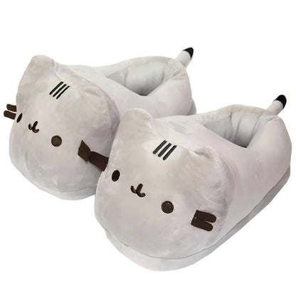 Pusheen Cat Plush Slippers - Cute Chubby Cat Indoor House Shoes, Warm Cozy Footwear for Halloween, Christmas, and Cosplay Gifts