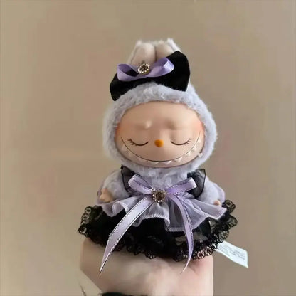 Labubu Pink Ribbon Dress - Cute Fairy Costume Outfit Accessory for 15/17cm Vinyl Doll