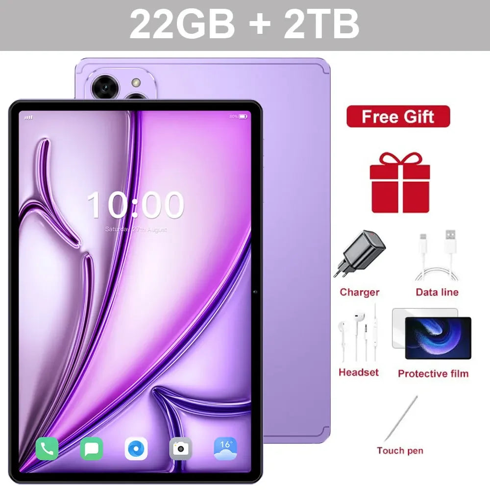 2025 Original Pad 16 Pro 10.1" Android Kids Tablet – 22GB+2TB, 5G Dual SIM, Gaming Tablet with 10000mAh Battery