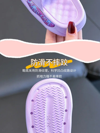 Disney Frozen Elsa Girls Slippers — Cute Cartoon Anti-Slip Soft Sole Summer Sandals