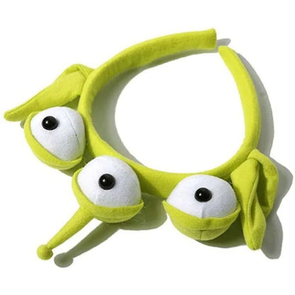 Green Alien Headband - Cute Three-Eyed Monster Cosplay Hairband for Girls and Women