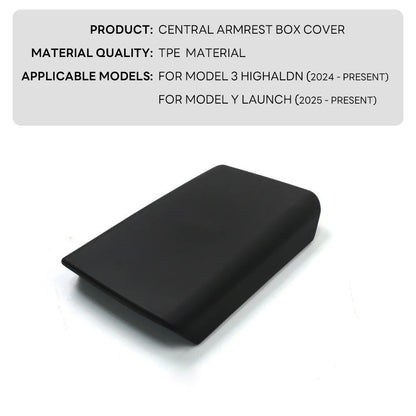 TPE Soft Center Console Armrest Cover – Compatible with Tesla Model Y Launch 2025 & Model 3 Highland 2024 Accessories