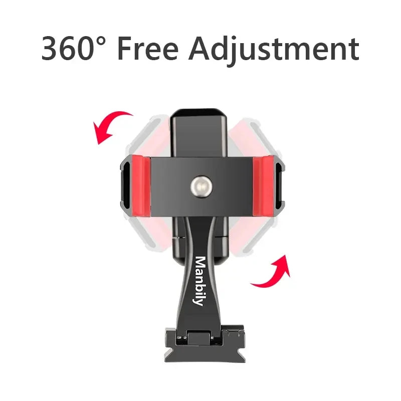 360° Rotatable Dual Phone Holder – Clip Clamp with 4 Cold Shoes & 1/4” Screw for Tripod, Selfie Stick, Vlog & Live Streaming