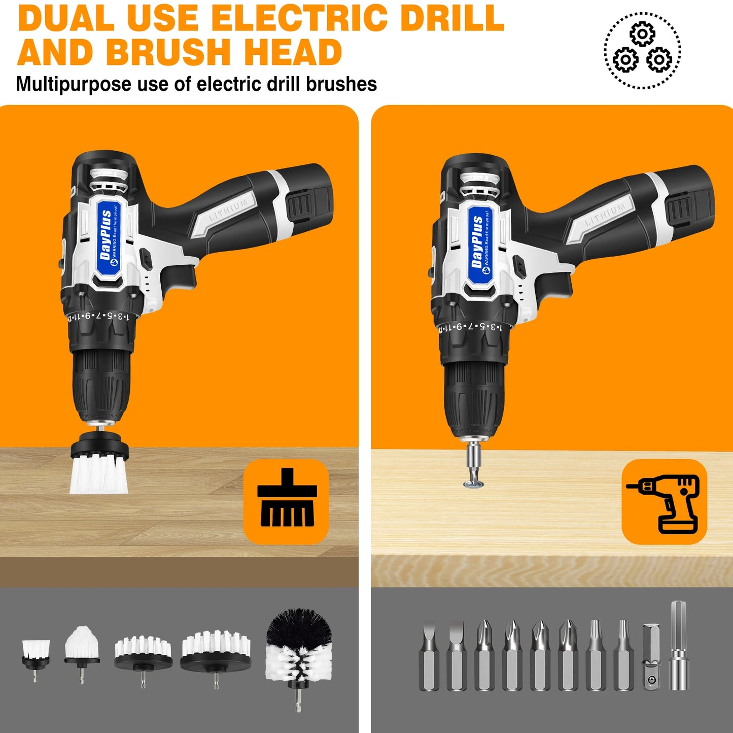 Cordless Drill Brush Kit - All-Purpose Electric Spin Scrubber & Cleaning Brush for Drilling and Cleaning Tasks