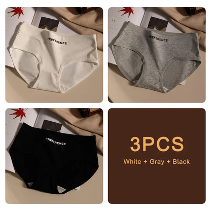 3PCS Seamless Women's Cotton Panties – Soft, Breathable, Large Size Sports Underwear Set