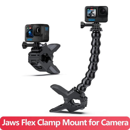 Jaws Flex Adjustable Gooseneck Clamp Mount for GoPro Hero 4–12, Insta360 & DJI Osmo Action Cameras