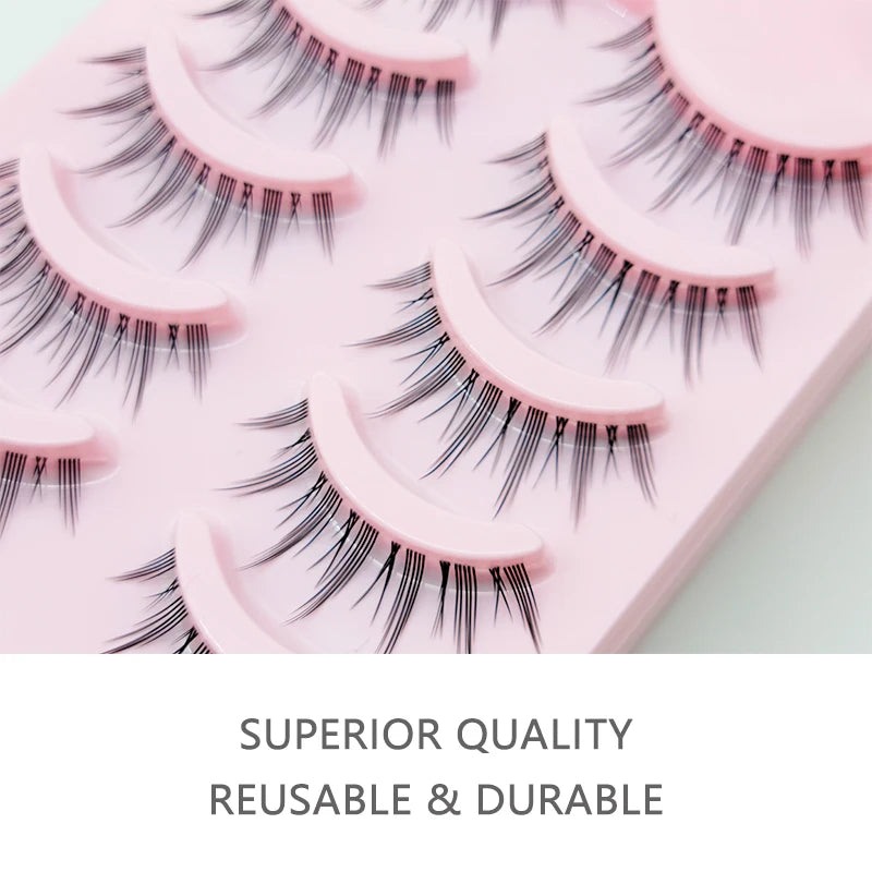 Manga Style Soft Natural False Eyelashes Wispy Thick Daily Wear Makeup Lashes